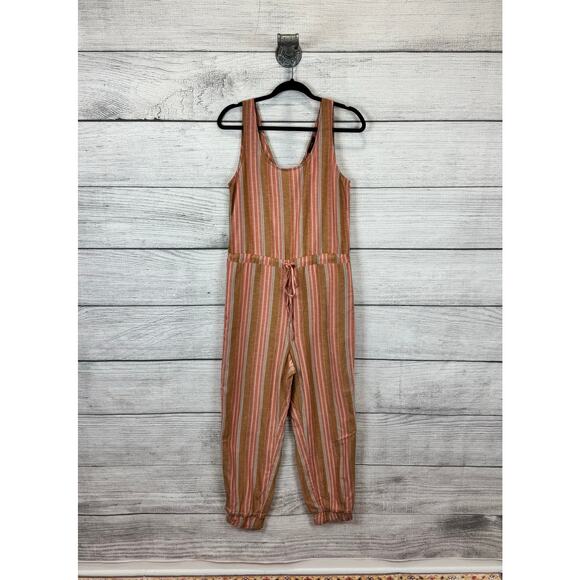 Drew Women's Salmon Tan Sleeveless Linen Blend Jogger Jumpsuit Size Small - Picture 1 of 10